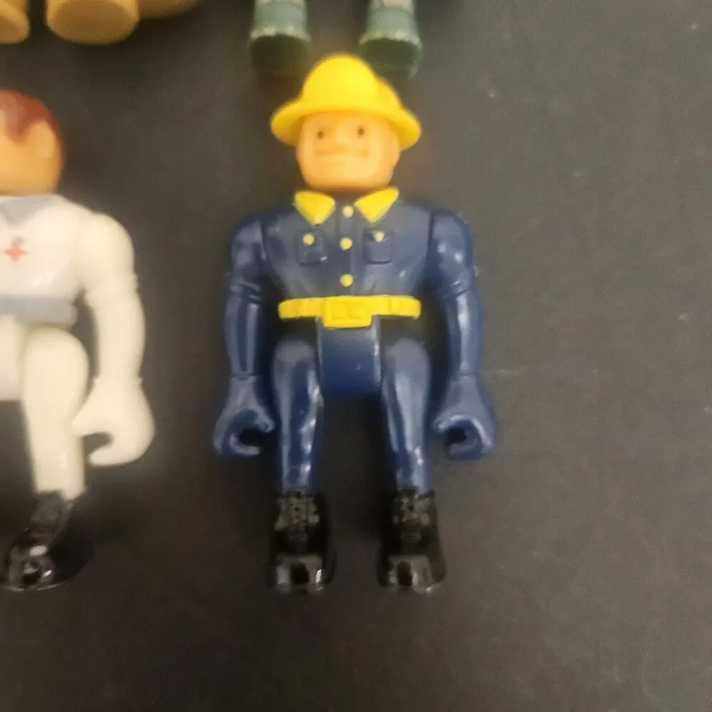 Vintage Lot‎ 4 Lincoln Logs Farmer Medic Soldier Firefighter Plastic Figure